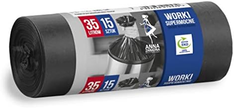ST-AZ-010530 Rubbish Bags Tear-Resistant Super Strong 35 L | Pack of 15 | Rubbish Bags for Household Waste Office Made of Thick LDPE Regranulate Film Colour: Black