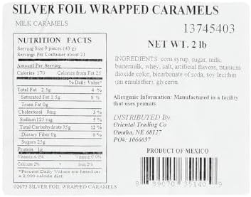 Fun Express - Silver Foil Wrapped Caramels (2lbs) for Wedding - Edibles - Soft & Chewy Candy - Caramel & Licorice & Candy Corn - Wedding - 189 Pieces