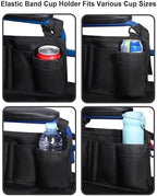 LIGHTMEUP Wheelchair Side Bag with Cup Holder - Wheelchair Armrest Pouch Accessories for Adults, Storage Bags to Hang on Side Oversized Zipper Pull for Electric Wheelchair Walker Rollator Scooter