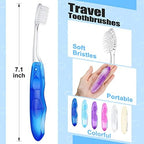 Nuogo 100 Pack Travel Folding Toothbrushes Bulk Portable Pocket Toothbrush Travel Accessories in 6 Colors for Kids Adult Camping Hiking