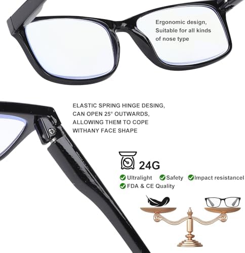 WALMXX Reading Glasses,8 Pack Reading Glasses Blue Light Blocking for Men Women,Anti Eyestrain/Dryness/UV Lightweight Readers