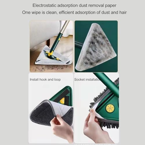 Triangles Mop, Wall Mop with Long Handle, Baseboard Cleaning Mop, Removable Efficient Triangles Mop for Cleaning Painted Wall Ceiling
