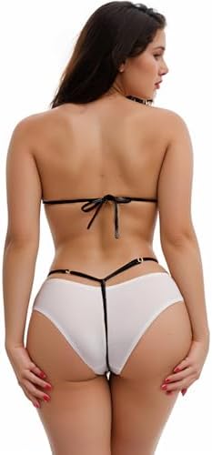 EVAbaby Women Micro Bikini Set Mini 2 Piece Swimwear Sexy PU Leather Strapless Bra G-String Thong Beachwear Swimsuit