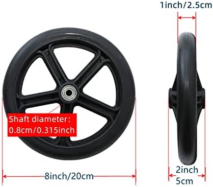 8 Inch by 1 Inch, Wheel Replacement for Wheelchairs, Black (2 PCS)