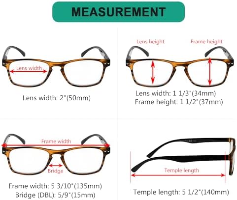 Eyekepper Ultrathin Flex Frame 5-pack 80's Reading Glasses Tortoise Frame Black Arm +0.5