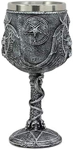 Pacific Giftware Satanic Cult Baphomet Wine Goblet Made of Polyresin with Stainless Steel Rim