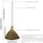 Handmade Whisk Sweeping Broom - Vietnamese Straw Soft Brooms - Large Long Broom with Wooden Handle - Brooms Decorative - 46.46 inch Length