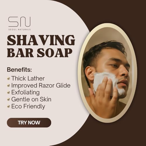 Seoul Naturals Shaving Bar Soap, Unscented with Kaolin Clay, k beauty, 5.5 oz