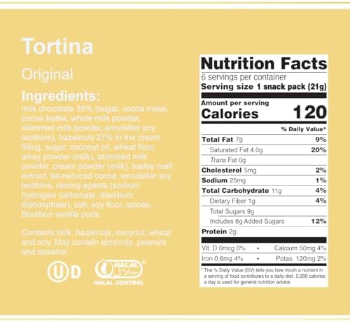 Loacker Tortina Original - Individually Wrapped Premium Milk Chocolate Enrobed Crispy Wafer Tartlets with Hazelnut Cream Filling - Pack of 12