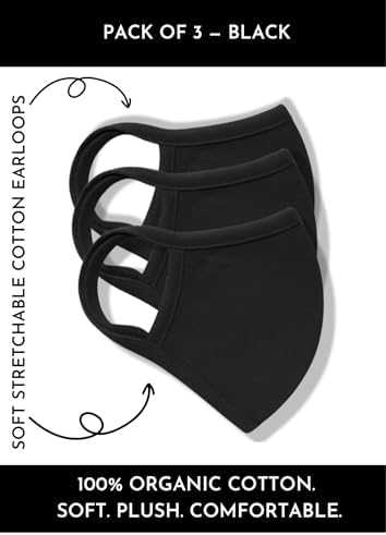 Cotton Face Masks - Made of Premium Organic Cotton, Reusable Washable Soft Cloth Face Masks 3/6 Pk