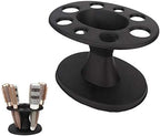 HURRISE Hair Brush Holder Stand,Plastic Round Hair Brush Comb Holder Display Rack Hair Styling Brush Stand Shelf Accessories(Black)