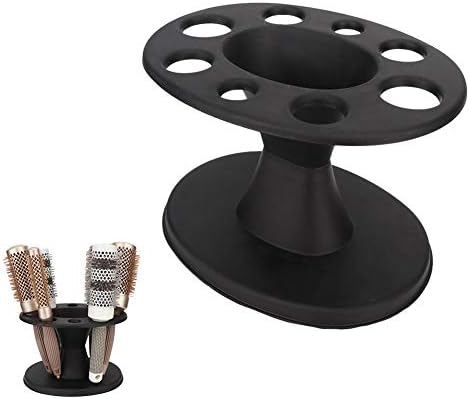 HURRISE Hair Brush Holder Stand,Plastic Round Hair Brush Comb Holder Display Rack Hair Styling Brush Stand Shelf Accessories(Black)
