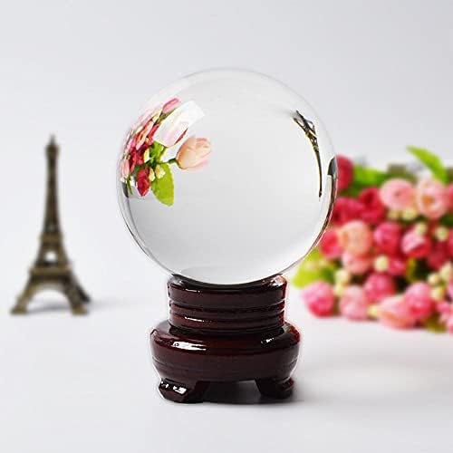 10CM Photography Crystal Ball Sphere Quartz Transparent Glass Ball Ornament Home Decor Gift-with Wood Base_10 cm