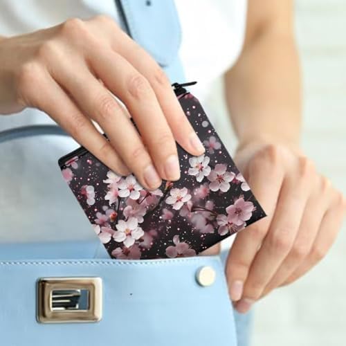 Pink Cherry Blossoms Period Bag for Women Small Sanitary Napkin Storage Bag Menstrual Cup Pouch Nursing Pad Holder Tampon Bags Feminine Product Pouch Portable Period Kit Bag for Girls Women