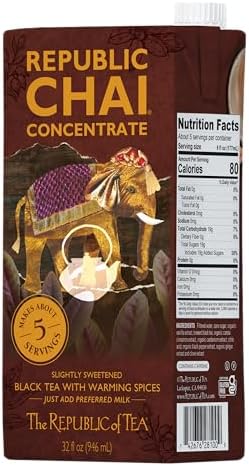 The Republic of Tea – Matcha Green Tea & Republic Chai Black Tea Concentrate Variety Pack, 2 Cartons – 32 fl oz (5 Servings Each), Latte Mix Sampler, Naturally Caffeinated, Gluten Free