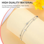 Stars Bracelet for Women, Silver Jewelry Stars Double Chain Bracelet Beaded Star Charm Bracelet Ankle Bracelets Minimal Bracelet Dainty Chain Simple Jewelry Gifts for Women Teens