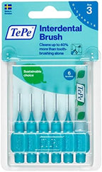 TePe Interdental Brush Original, Soft Dental Brush for Teeth Cleaning, Pack of 6, 0.6 mm, Medium Gaps, Blue, Size 3
