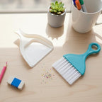 1 Pcs Mini Broom and Dustpan Set for Table, Dust Pan and Brush Set Tiny Cleaning Table Sweep for Car Desk Keyboard (Blue)