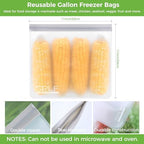 SPLF 9 Pack Reusable Gallon Freezer Bags, BPA Free 1 gallon Leakproof Silicone and Plastic Free Food Storage Bags for Meal Prep, Fruits, Sandwich, Snack, Travel Items