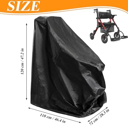 Wheelchair Cover, Electric Wheelchair Cover Waterproof , Waterproof Mobility Scooter Slipcover, Protector from Dust Dirt Snow Rain Sun Rays, Rolling Walker (46.4 x 28.3 x 47.2 inch)