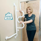 Stander Curve Grab Bar with Handrail, Bathroom Security Assist Railing for Toilet, Shower, and Bathtub Aid, Rotating Safety Handle, Wall Mounted Swing Grab Bars for Adults, Seniors, and Elderly