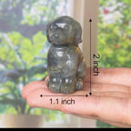 Hand-Carved Natural Labradorite Crystal Dog Sculpture for Spiritual Healing Energy Stone,Feng Shui Wealth Protection Figurine, Home,Office Desk Decor,Unique Gift for Pet Lovers,Birthday.