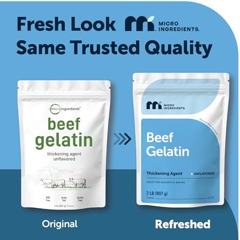 Beef Gelatin Powder, 2lb (32oz) | Premium Source from Grass-Fed & Pasture Raised Beef | Unflavored Thickening Agent for Cooking & Baking | Rich in Natural Protein & Collagen | Non-GMO, Gluten Free