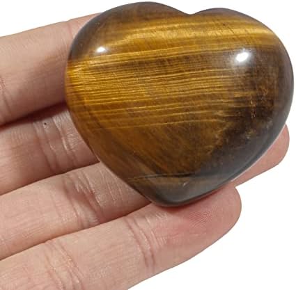 Natural Tiger's Eye Healing Heart Shape Crystal Stone, Polished Semi-Precious Stone for Love, Wellness Positive Energy | Reiki Chakra Meditation (1.8 Inch)