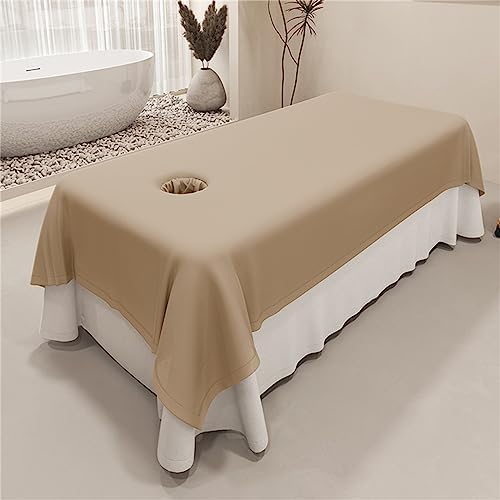Massage Table Sheets,Massage Table Cover,Massage Linens, Massage Fitted Sheet, Massage Face Rest Cover with Hole, Sutiable for Beauty,Spa 55 * 95 in (Khaki with Hole)