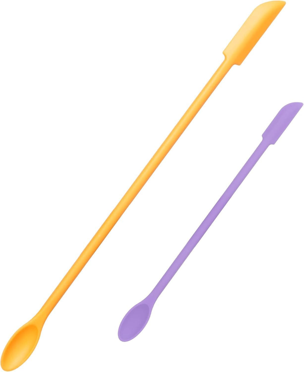 Mini Spatula Silicone Spatula Set - 2pcs Small Makeup Scrapers for Cosmetics, Reusable Beauty Tiny Tools, Thin Jar Scraper, Get the Last of the Makeup Out of the Bottle(Yellow and Purple)