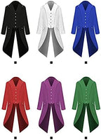 FRMUIC Mens Medieval Steampunk Tailcoat Halloween Joker Costumes, Renaissance Pirate Vampire Gothic Jackets Frock Coat