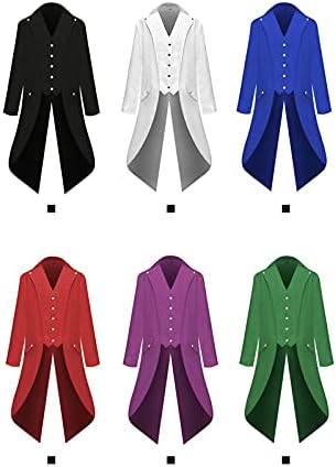FRMUIC Mens Medieval Steampunk Tailcoat Halloween Joker Costumes, Renaissance Pirate Vampire Gothic Jackets Frock Coat