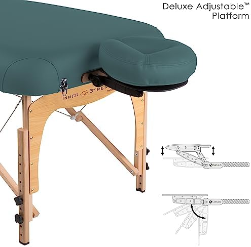 INNER STRENGTH Portable Massage Table Package E2 - Full Reiki Massage Table Incl. Deluxe Adjustable Face Cradle, Pillow & Carry Case (30"x73")