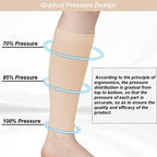 Calf Compression Sleeves for Men & Women (20-30mmhg) - Leg Compression Sleeve for Running, Cycling, Shin Splints Support, Relieve Legs Pain, Travel (One Pair)(Beige,Medium)