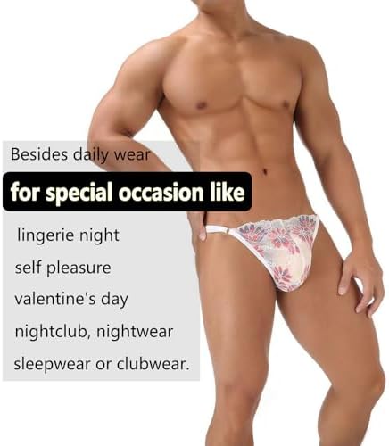 Men's Lace Underwear Sexy thong Sheer Pouch Panties Crossdressing Sexy Lingerie Sissy Underpants