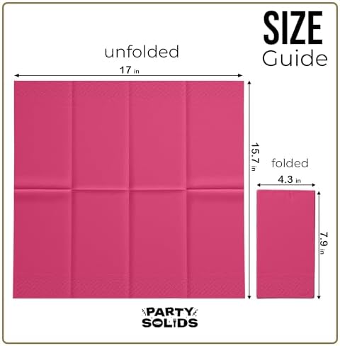 Party Solids Cerise Dinner Napkins Disposable 8" x 4" Folded - 40 Pcs 2 Ply Cerise Napkins Disposable Paper Guest Towels for Bathrooms, Dinners, Everyday Parties & Party Supplies