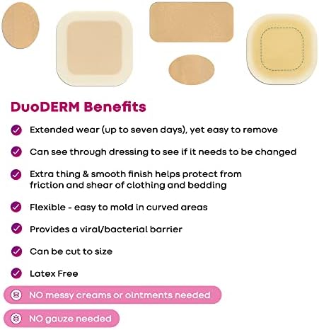ConvaTec DuoDERM Control Gel Formula 4"x4" Hydrocolloid Sterile Adhesive Dressing for Partial and Full-Thickness Wounds, Medical Grade, Latex-Free, Waterproof, Square, Beige, 5ct Box (2 Pack)