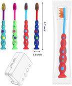 Newday 100 Pack Kids Toothbrush Bulk Soft Bristles Toddler Cute Toothbrush with Suction Cup, Includes Travel Covers, Individually Wrapped Toothbrushes for Kid Home School Daycare Camp (Candy)