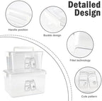 3 Pack Supplement Bottle Organizer with Travel Pill Organizer, Clear Plastic Vitamin Pill Bottle Organizer with Lid & Handle, Stackable First Aid Box Empty for Medicine, Fish Oil, Supplements