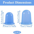 12 Pcs 2 Size Cupping Therapy Set – Silicone Anti Cellulite Cupping Kit for Massage Therapy Cupping Therapy Set Vacuum Suction Cup for Arthritis Relief & Pain Reduction (Blue)