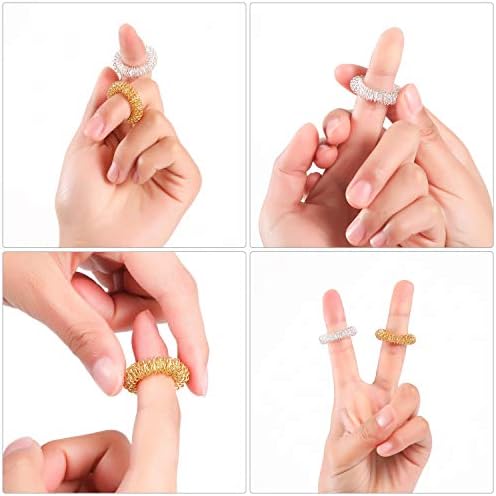 Blulu 30 Pack Spiky Finger Sensory Ring Gold Silver Acupressure Rings for Fingers Stress Relief Massager Toys for Teens Adults Silent Stress Reducer(2.5 cm/ 0.98 Inch)