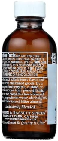 Morton & Bassett Pure Almond Extract | Rich Nutty Flavor for Baking & Desserts | Gluten Free, Salt Free, Non-GMO | 2 fl oz Bottle