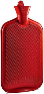 Peterpan Oversized Rubber Hot Water Bottle with Fleece Cover and Silicone Lanyard, XXX-Large, BPA & PVC Free, 3-Liter Capacity, for Pain Relief and Warmth, Red
