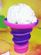 Ice Cream Cone Reusable Flexible Perfect For Kids and Adults, Full Size, Ideal Gift, Change Color With Ice Touch, BPA Free - Pink Purple