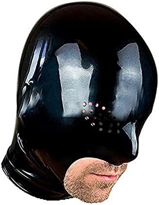 Latex Head Cover,Rubber HeadMask Latex Hood Exposed Mouth for Cosplay Party Club Wear (2XL),Black