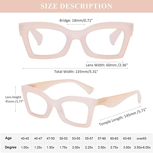 AQWANO Stylish Blue Light Reading Glasses for Women, Fashion Square Cat Eye Design Computer Readers Eyeglasses