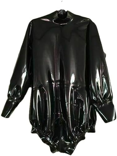 Latex Catsuit Rubber Uniform Party Black Clothing 0.4mm,Black,XL