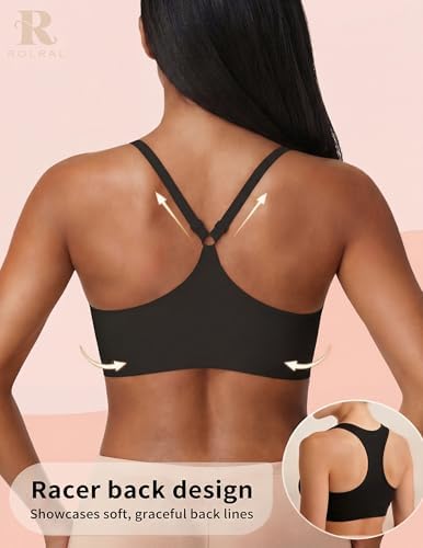 Front Closure Bras for Women Magnetic Deep V Bra Racerback Wireless Seamless Bralettes Comfy No Underwire Jelly Bra