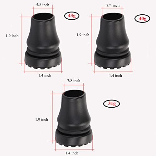 2-Pack Rubber Cane Tips 3/4 Inch 5/8 Inch 7/8 Inch Heavy Duty Walking Cane Tips, Black Sturdy Replacement Cane Tip for Seniors Walking Stick, Safety Cane Crutch Accessories