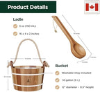 Northwood Sauna - Sauna Bucket and Ladle Set - Handmade from Canadian Red Cedar Wood - Natural Rope Handle - 1.6 Gallons (6 Liters) Water Capacity